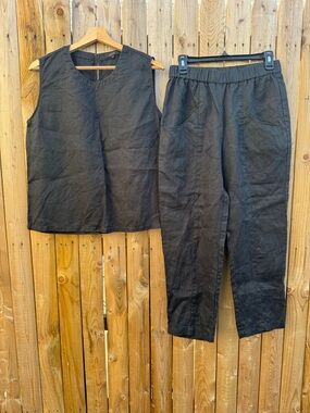 Quince Black Linen Top and Pants Set
